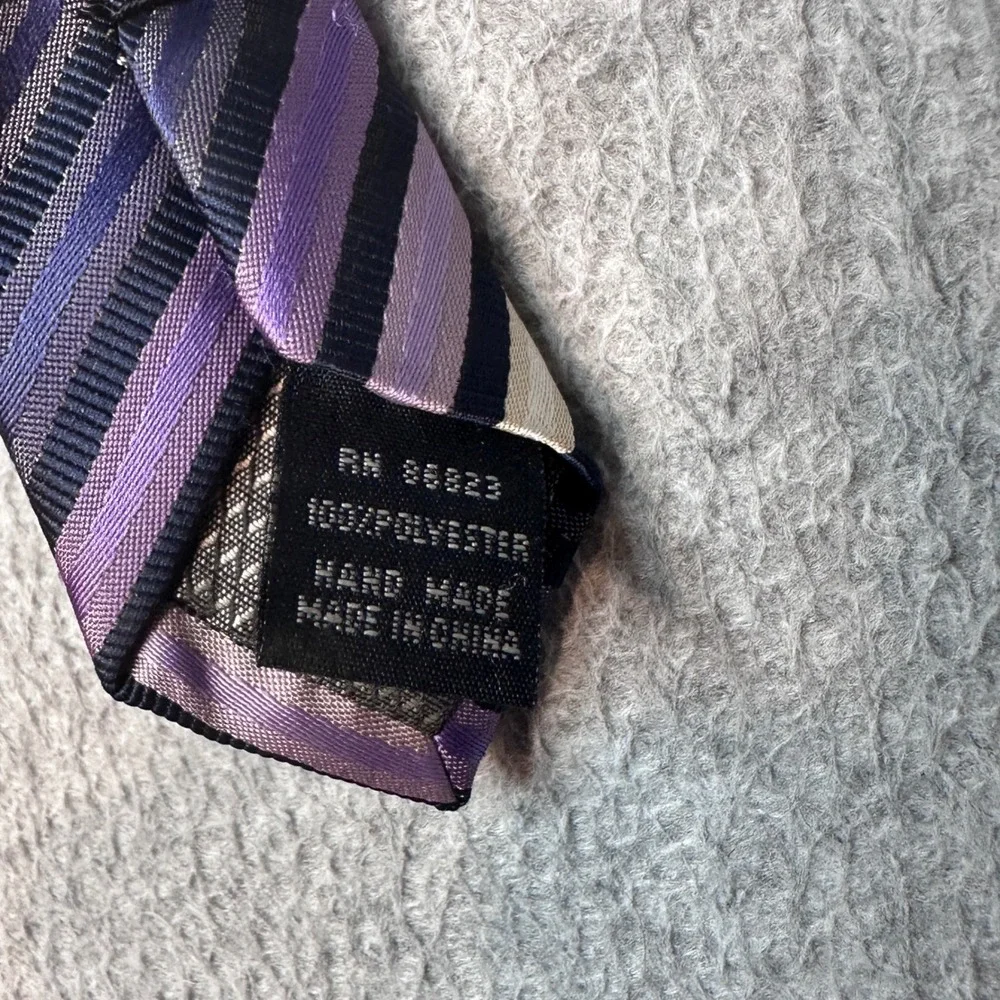 Giorgio Brutini Necktie Mens OS Purple Striped Collezione Hand Made Formal 33336